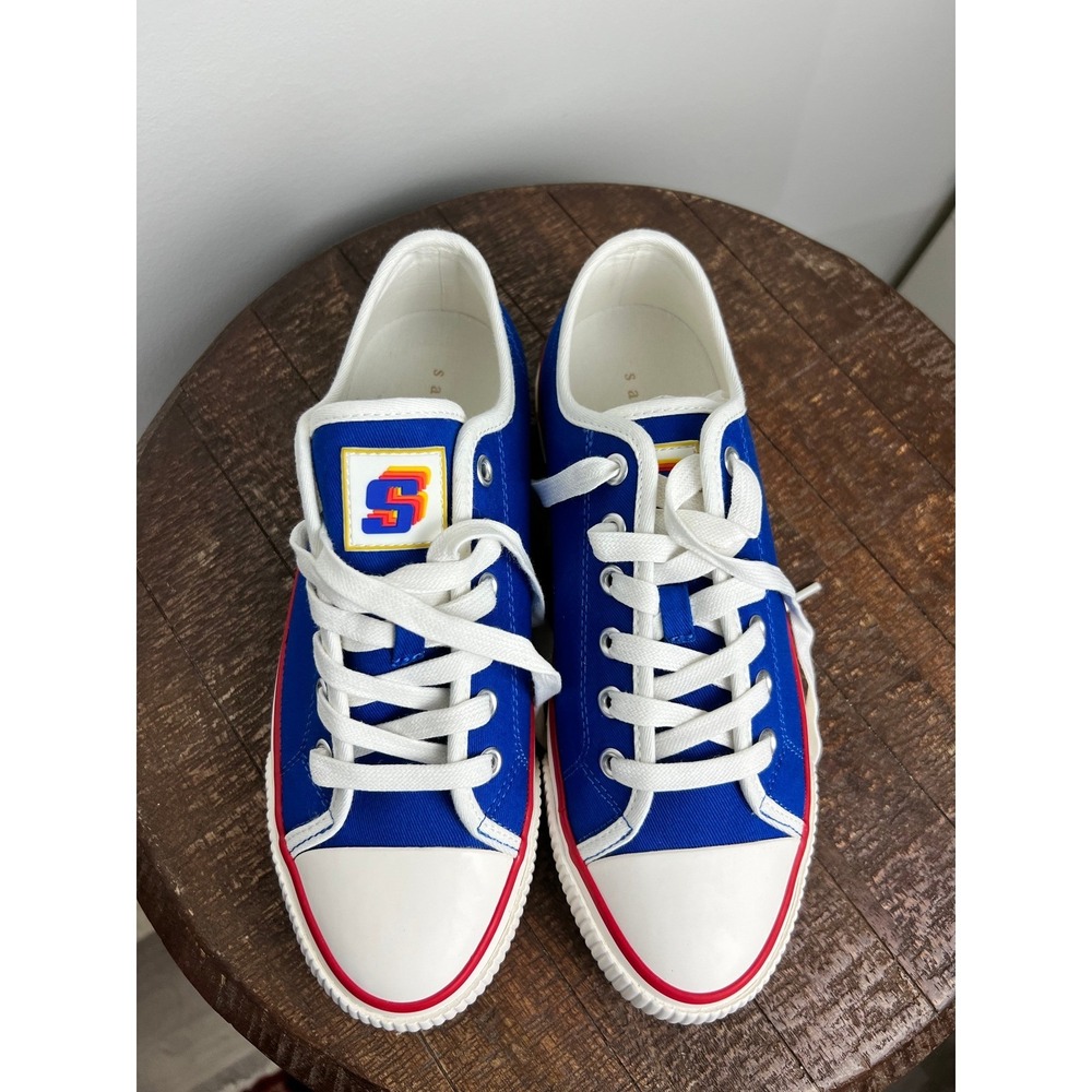 Sandro Paris Anouk Flame Solde Canvas Sneakers Royal Blue Lace Up US Size 8‎